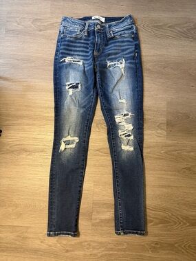 BKE Stella Mid Rise Skinny Jeans Size 25 Distressed Stretch Denim